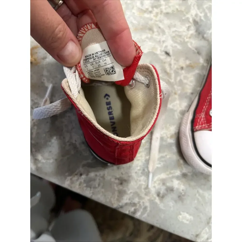 Converse Kids Chuck Taylor All Star High Top Shoes Red Size 7 Unisex Classic Kid